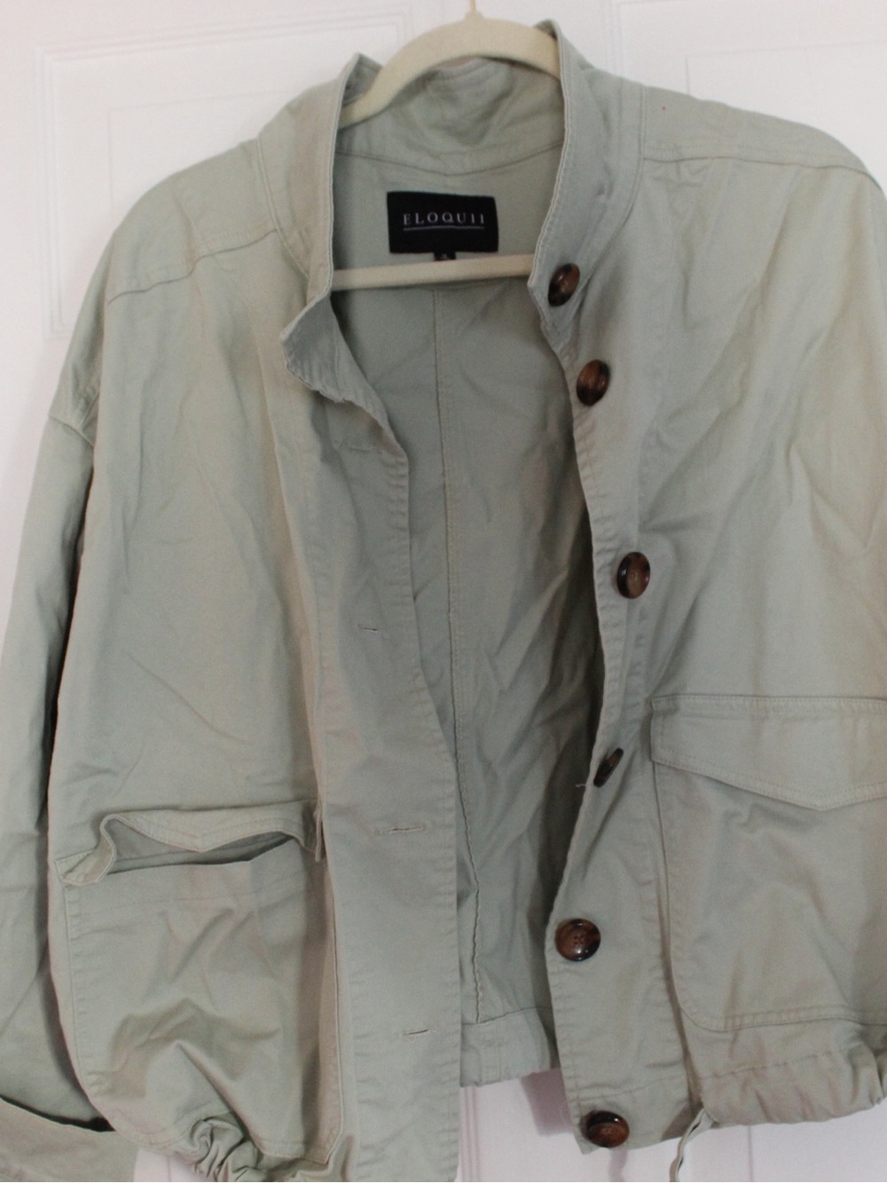 Eloquii Light Sage Green Military-Style Button Jacket